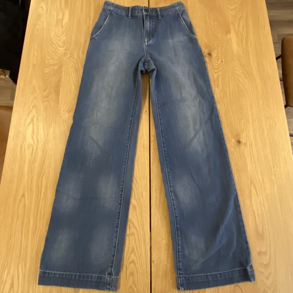 Madewell Super Wide Leg Jeans Women size 26 Blue medium Wash Denim cotton